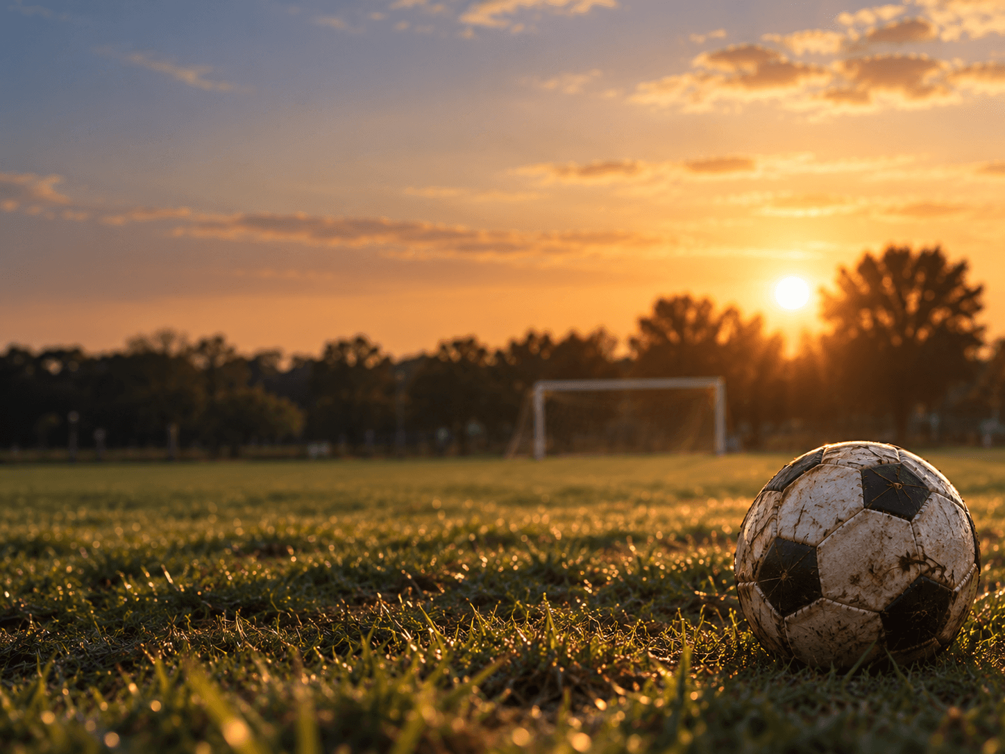夕暮れのFootballグラウンド。