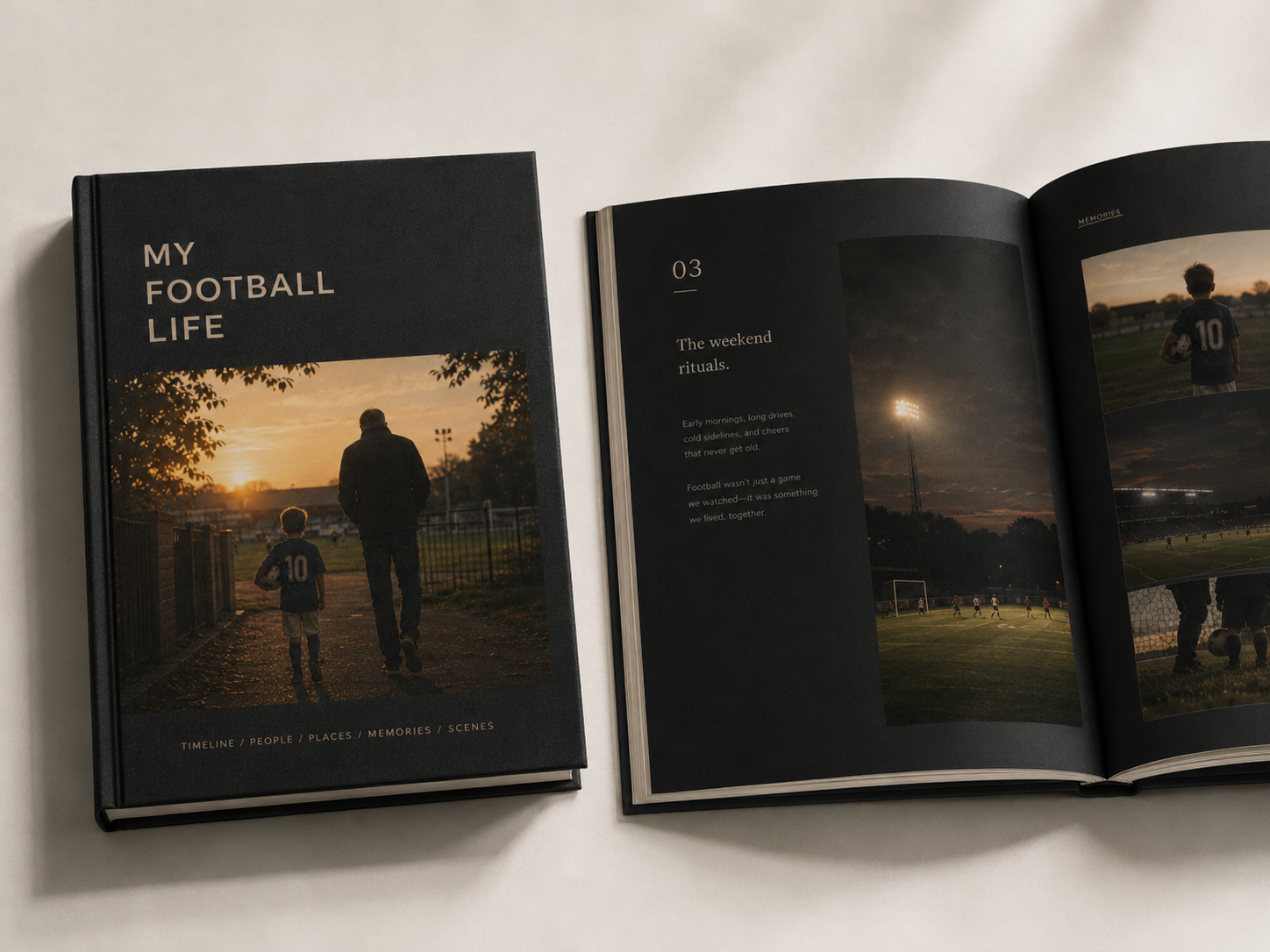 A printed MY FOOTBALL LIFE photo book.